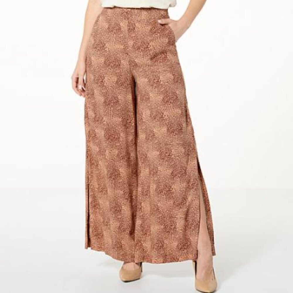 Jessica Simpson Cheetah Print Shaye Flare Pant Side Slits Large